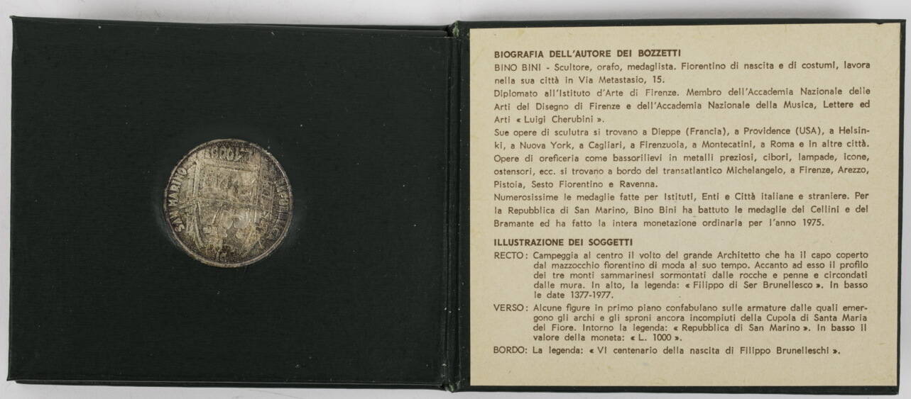 San Marino 1000 Lire 1977 600th Anniversary of the Birth of Filippo ...