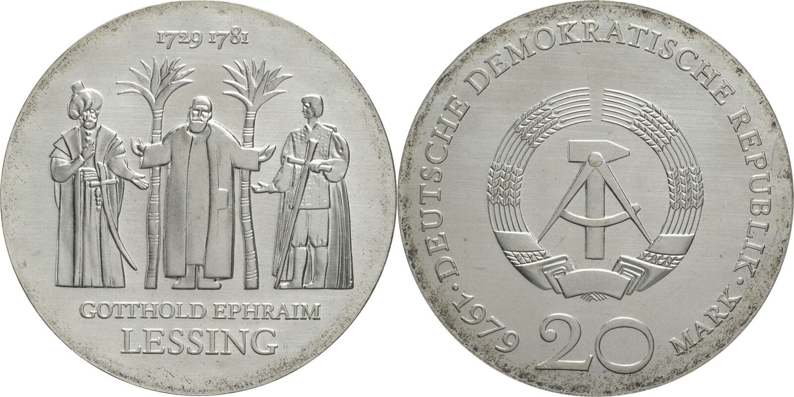 DDR 20 Mark 1979 (A) Zum 250. Geburtstag von Gotthold Ephraim Lessing ...