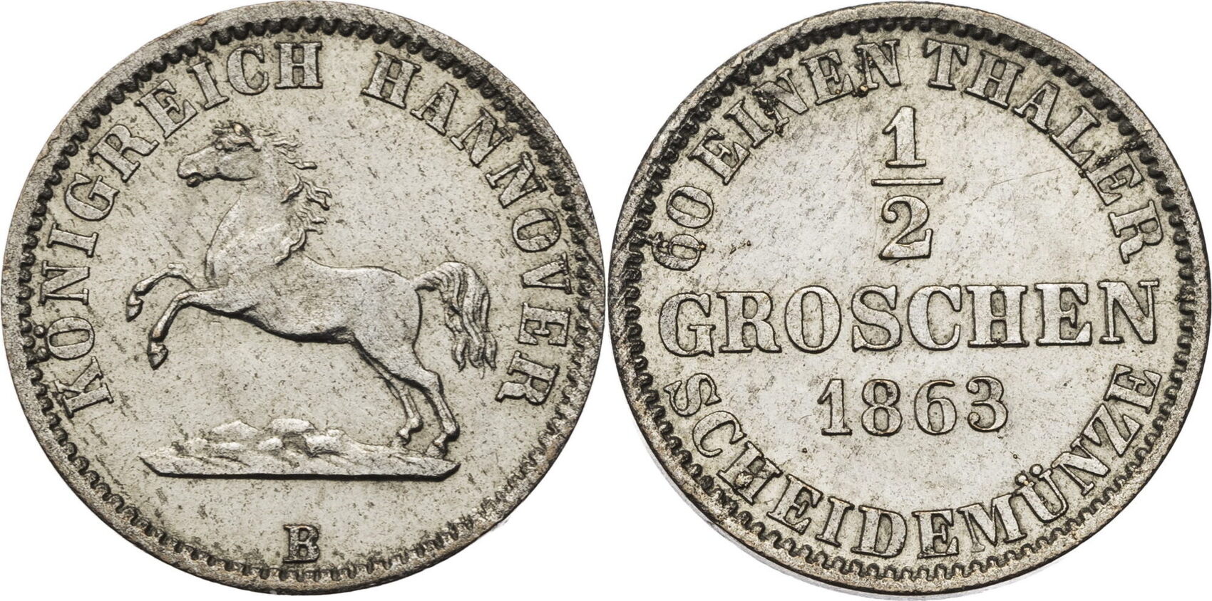 Hannover, Königreich ½ Groschen 1863 B Georg V. (1851-1866) - Kursmünze ...