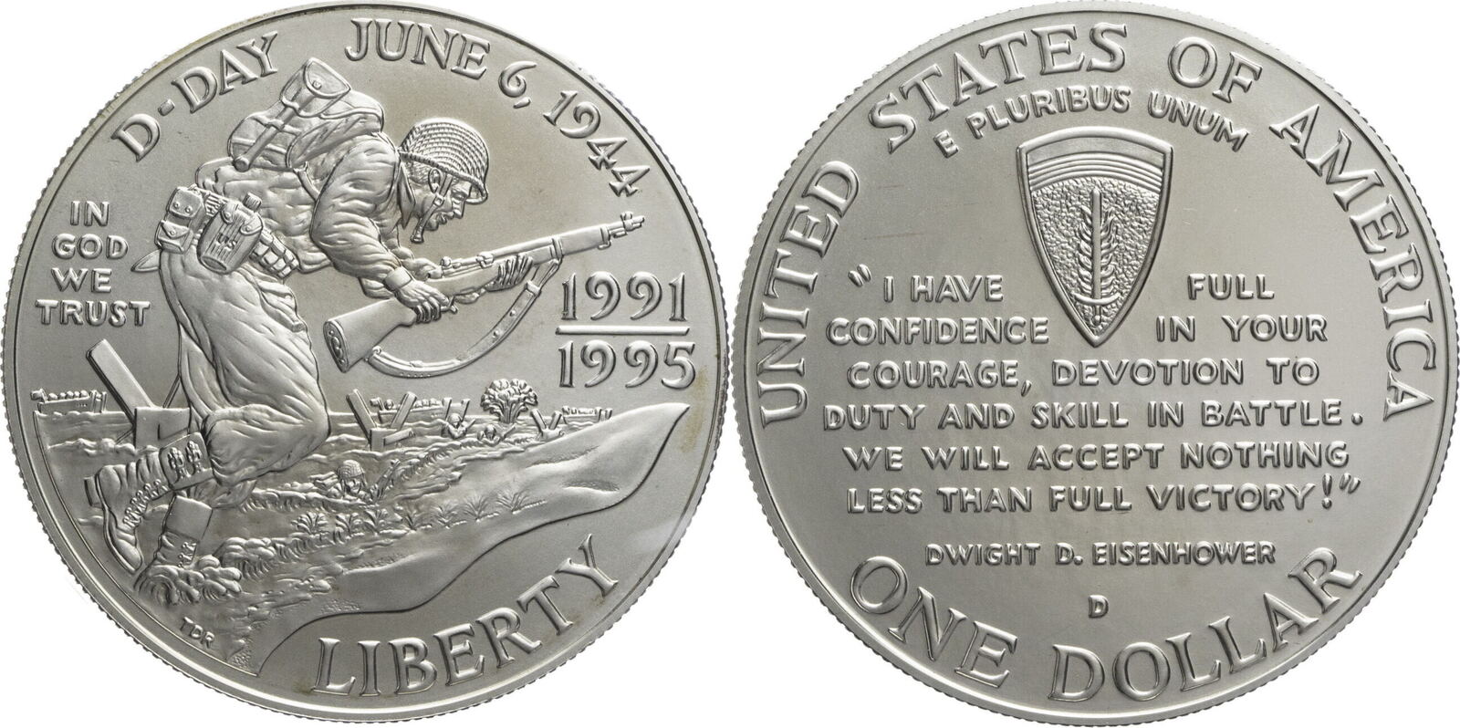 USA 1 Dollar 1993 D 50th Anniversary of World War II Proof | MA-Shops