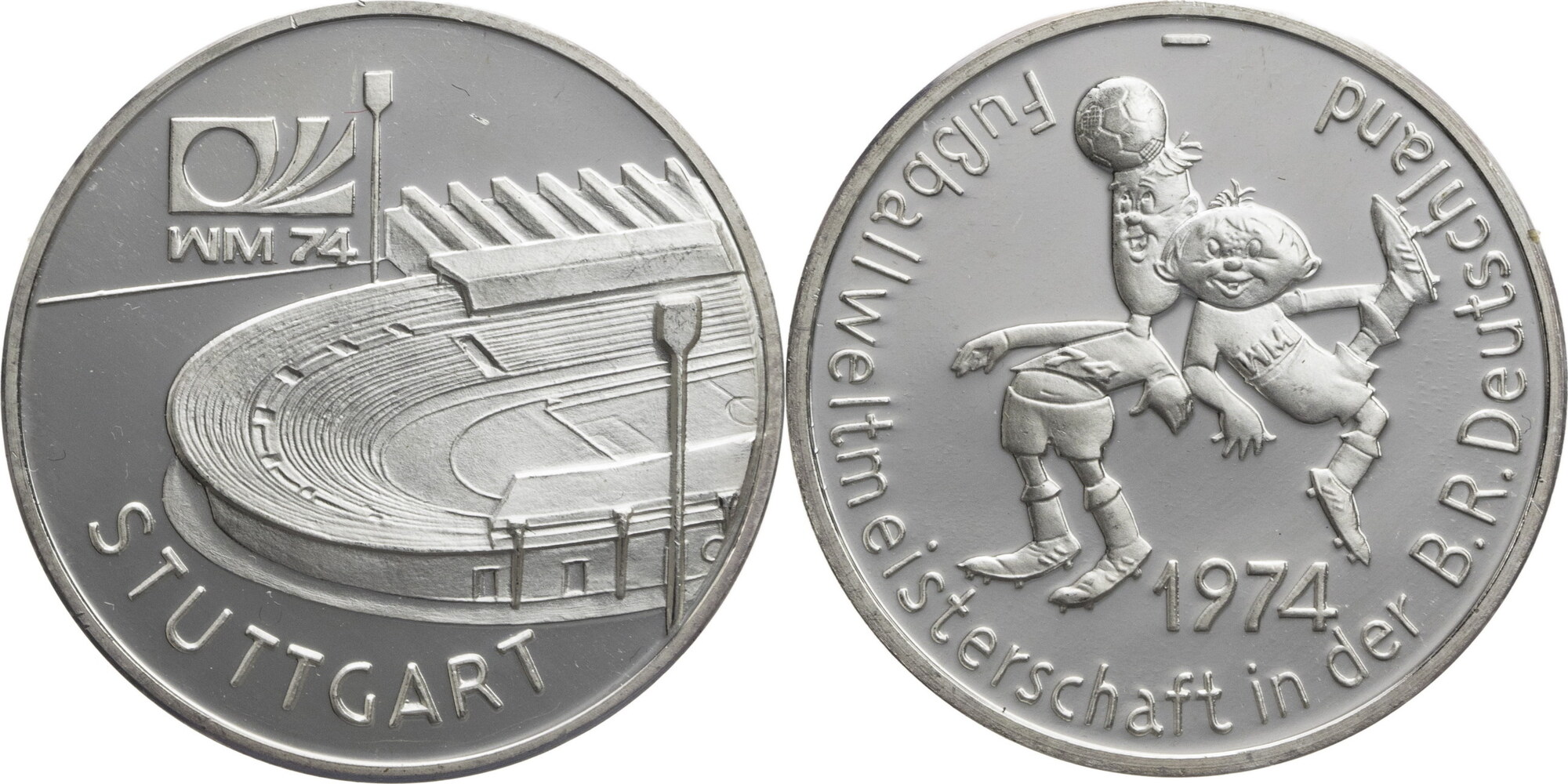 Stuttgart Medaille Auf die FußballWeltmeisterschaft 1974 in Deutschland Proof