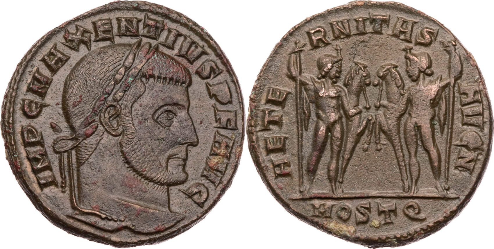 Römische Kaiserzeit Follis 309-312 n. Chr. Maxentius, Ostia, Kopf ...