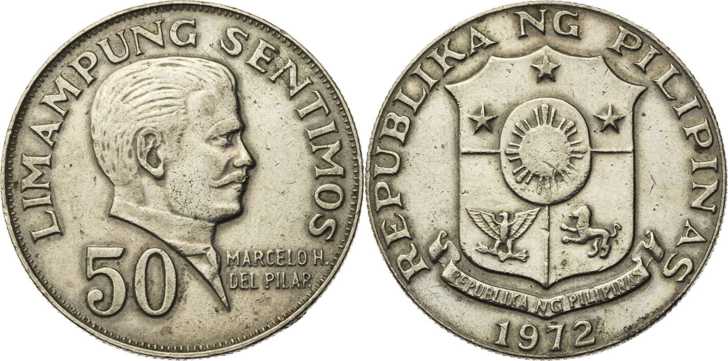 Philippinen 50 Sentimos 1972 Marcelo H. del Pilar - Kursmünze (1967 ...