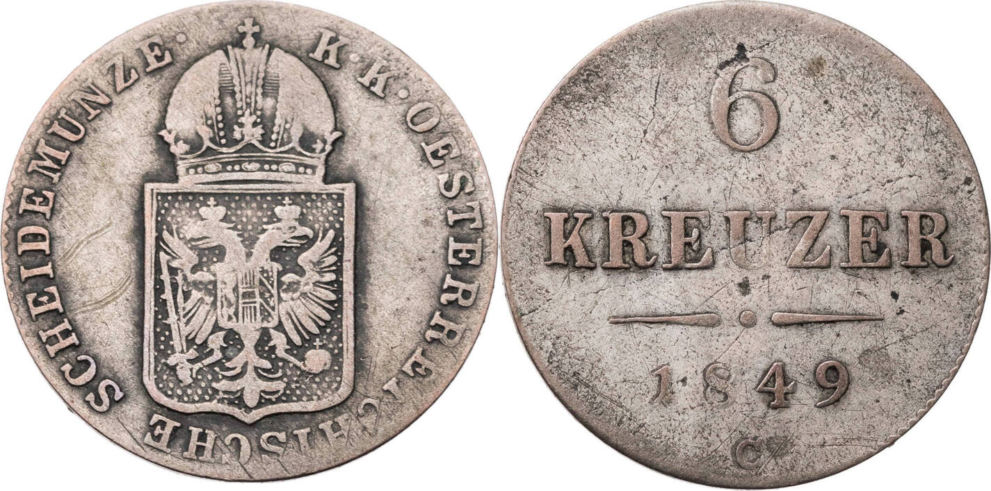 Österreich, Kaiserreich 6 Kreuzer 1849 C Franz Josef I. (1848-1916