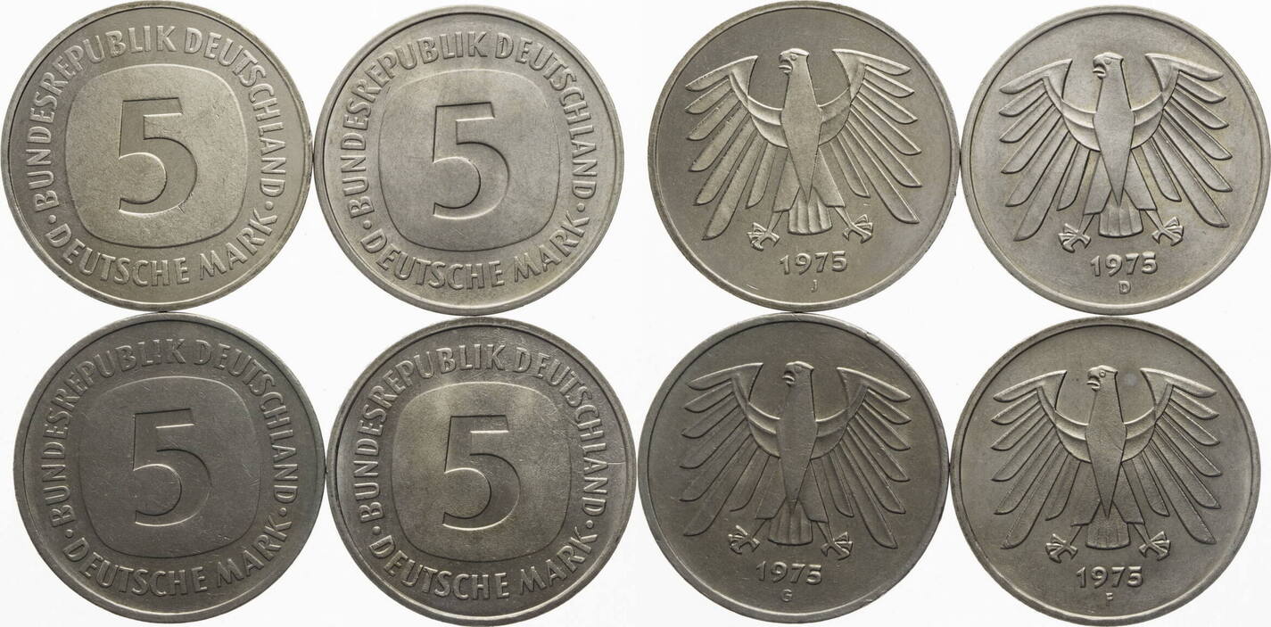 Was Ist Ein Krügerrand Von 1975 Wert Deutschland - Bundesrepublik 4 x 5 DM 1975 DFGJ 5 DM Kursmünzen