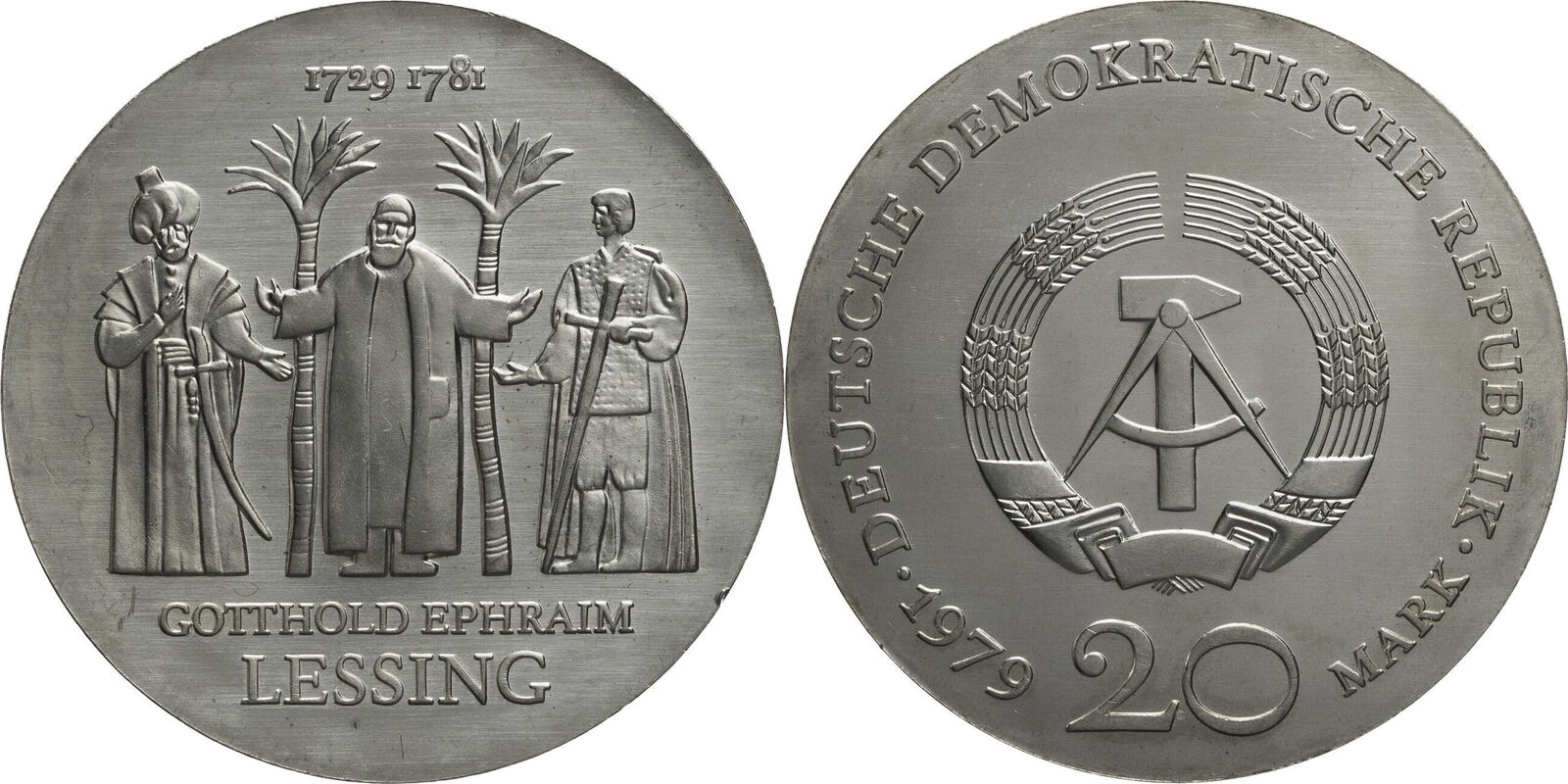 DDR 20 Mark 1979 (A) Zum 250. Geburtstag von Gotthold Ephraim Lessing ...
