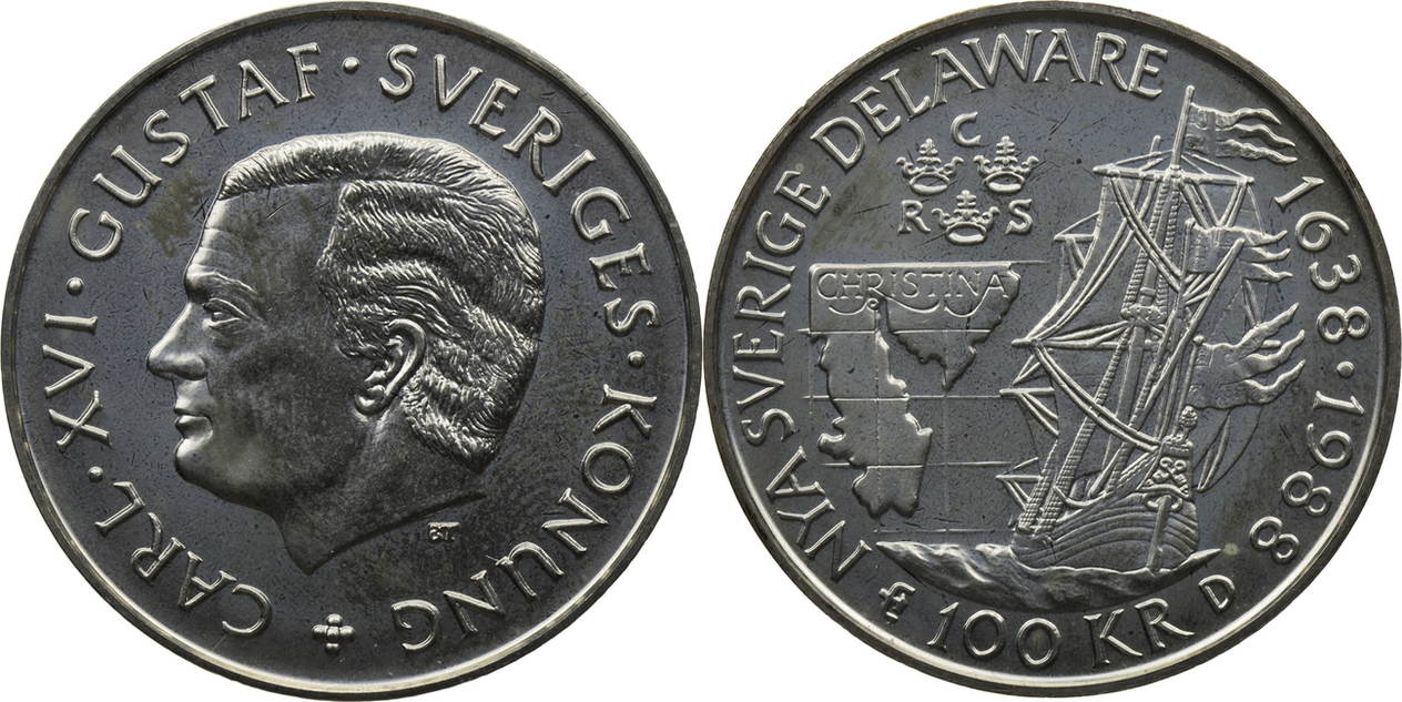Schweden 100 Kronen 1988 350th Anniversary of New Sweden Colony in ...