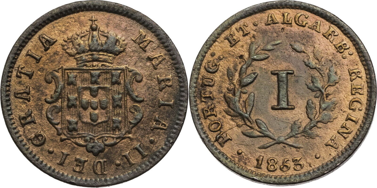 Portugal, Mosambik 1 Real 1853 Maria Ii. (1834-1853) Vf-ef 