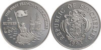 25 Rupees 1993 Seychellen Auf die Landung der Franzosen 1753 PP (gekapselt), Milchflecken