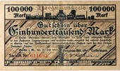 Bochum-Gerthe 100000 Mark Gutschein über Einhunderttausend Mark Bergbau Akt. Ges. Lothringen -