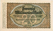 Rheinprovinz 20 Milliarden Mark Serienbanknote -
