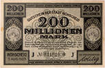 Höhscheid 200000000 Mark Gutschein über 200 Millionen Mark - J -