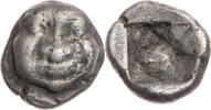 Makedonien Obol Neapolis, Gorgoneion / unregelmäßiges incusum -