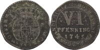 Paderborn, Bistum 6 Pfennig Clemens August von Bayern (1719-1761) -