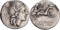 Römische Republik Denar L. Rutilius Flaccus, Roma / Victoria in Biga -