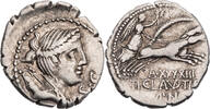 Römische Republik Denar (Serratus) Tib. Claudius Nero, Büste der Diana / Victoria in Biga -