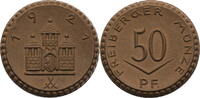 Sachsen, Freiberg 50 Pfennig Notmünzen aus Böttger-Steinzeug -