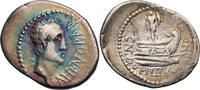 Imperatorische Prägungen Denar Cn. Domitius Ahenobarbus, Kopf / Prora mit Tropaeum, R! -