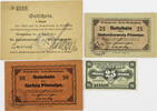 Bielschowitz, Kreis Hindenburg 2x 25 Pfennig, 1x 50 Pfennig, 1 Mark 4 Gutscheine -