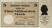 Ludwigsburg 5000000000 Mark Gutschein über Fünf Milliarden Mark -