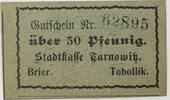 Tarnowitz, Oberschlesien 50 Pfennig Gutschein -