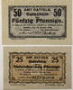Datteln 25 Pfennig, 50 Pfennig Sammlung von 2 verschiedenen Scheinen -