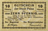 Peine 10 Pfennig Gutschein der Stadt Peine -