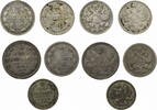 Russland, Zarenreich 10, 15, 20 Kopeken Lot von 5 Münzen -