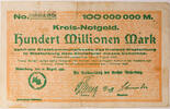 Westerburg, Kreis 100000000 Mark Kreisnotgeld - Hundert Millionen Mark -
