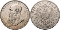 Kaiserreich, Sachsen-Meiningen 5 Mark 1902 D Georg II. (1866-1914) - Kursmünze EF kl. Kratzer