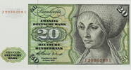 Deutschland, BRD 20 Mark DM-Schein 3. Serie - Elsbeth Tucher (nach Albrecht Dürer) - J L -