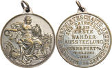Tragbare Medaille 1887 Frankfurt am Main Zur Erinnerung an die erster Wanderausstellung von Lauer ss, versilbert