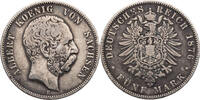 Kaiserreich, Sachsen 5 Mark 1876 E Albert (1873-1902) - Kursmünze (1875-1889) F-VF