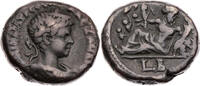 Ägypten Tetradrachme Severus Alexander, Jahr 2, Büste / Nilus und Genien, R! -