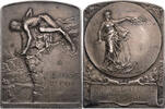 Frankreich Bronzeplakette, versilbert (von Exbrayat u. Enault bei Arthus Bertrand) A L'Efffort -