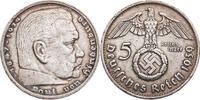 Drittes Reich 5 Reichsmark Hindenburg - Kursmünze (1936-1939) -