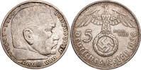 Drittes Reich 5 Reichsmark Hindenburg - Kursmünze (1936-1939) -