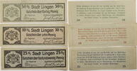 Lingen 10, 25, 50 Pfennig Lot von 3 verschiedenen Scheinen -
