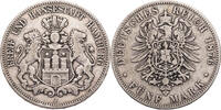 Kaiserreich, Hamburg 5 Mark Kursmünze (1875-1888) -