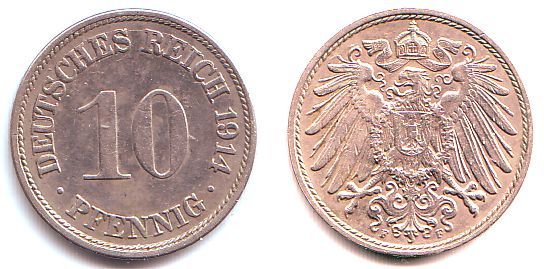 Large 13. 1 Pfennig 1914 f UNC.