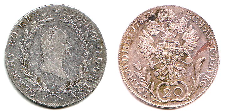 20 Kreuzer 1783 A Haus Habsburg Osterreich Rdr Joseph Ii