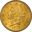 USA 1907 D 1907-D $20 vz+-AU58-US Slab