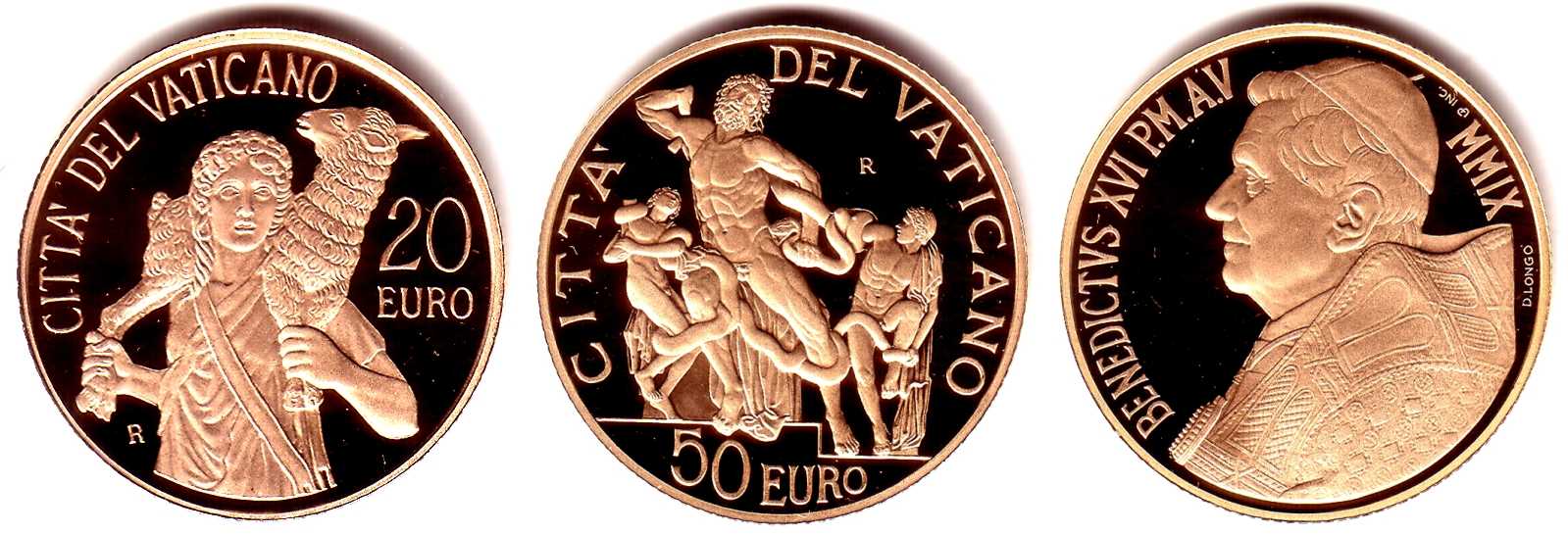 Vatikan - Vatican 2009 20+50 Euro Goldmünzen - Bildhauerkunst - Der ...