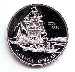 Kanada 1 Dollar 1999 Expedition Juan Perez - Segelschiff Proof mit Box+ ...