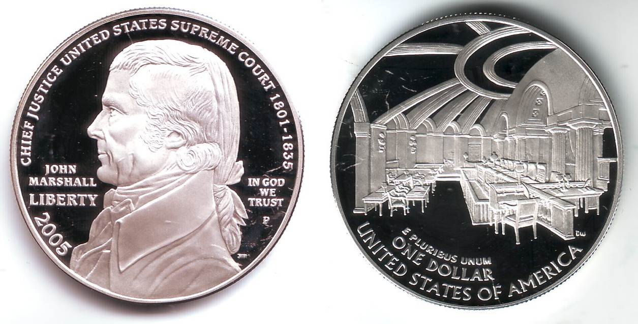 USA 1 Dollar 2005 P John Marshall Oberster Richter Proof mit Box+ ...