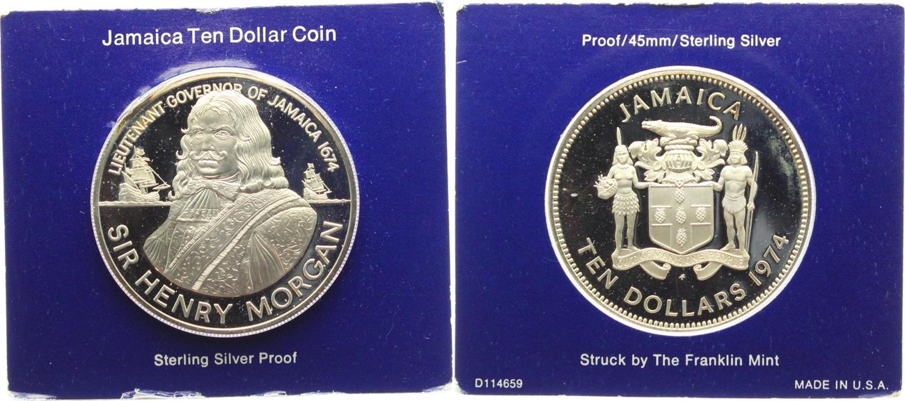 Jamaica 10 Dollar 1974 Sir Henry Morgan - Segelschiff - Seefahrer