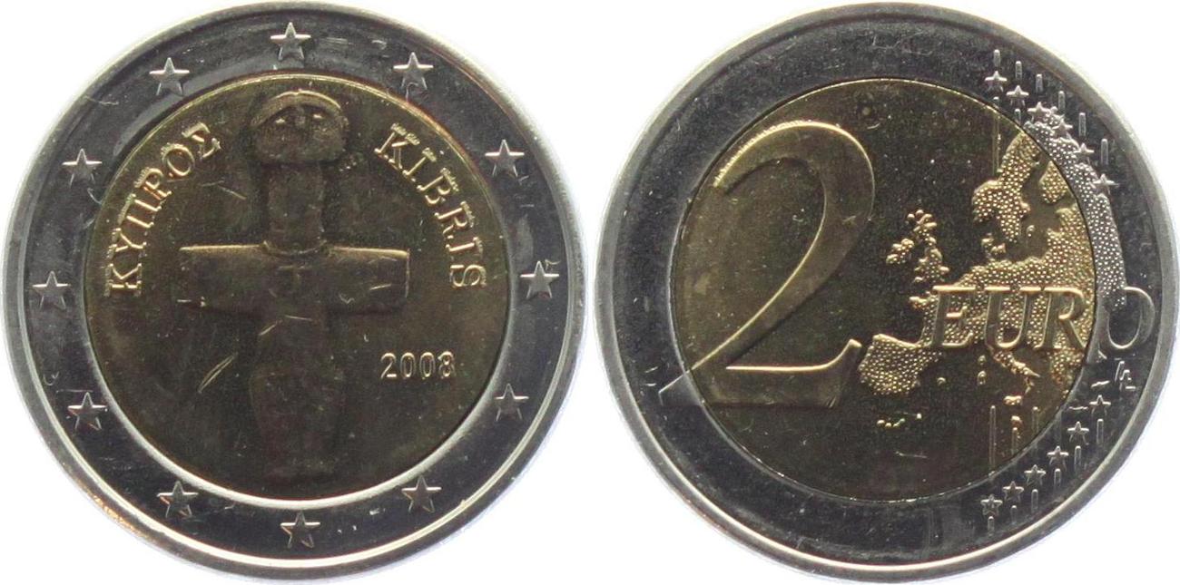Zypern 2 Euro 2008 Götzenbild der Kupferzeit UNC