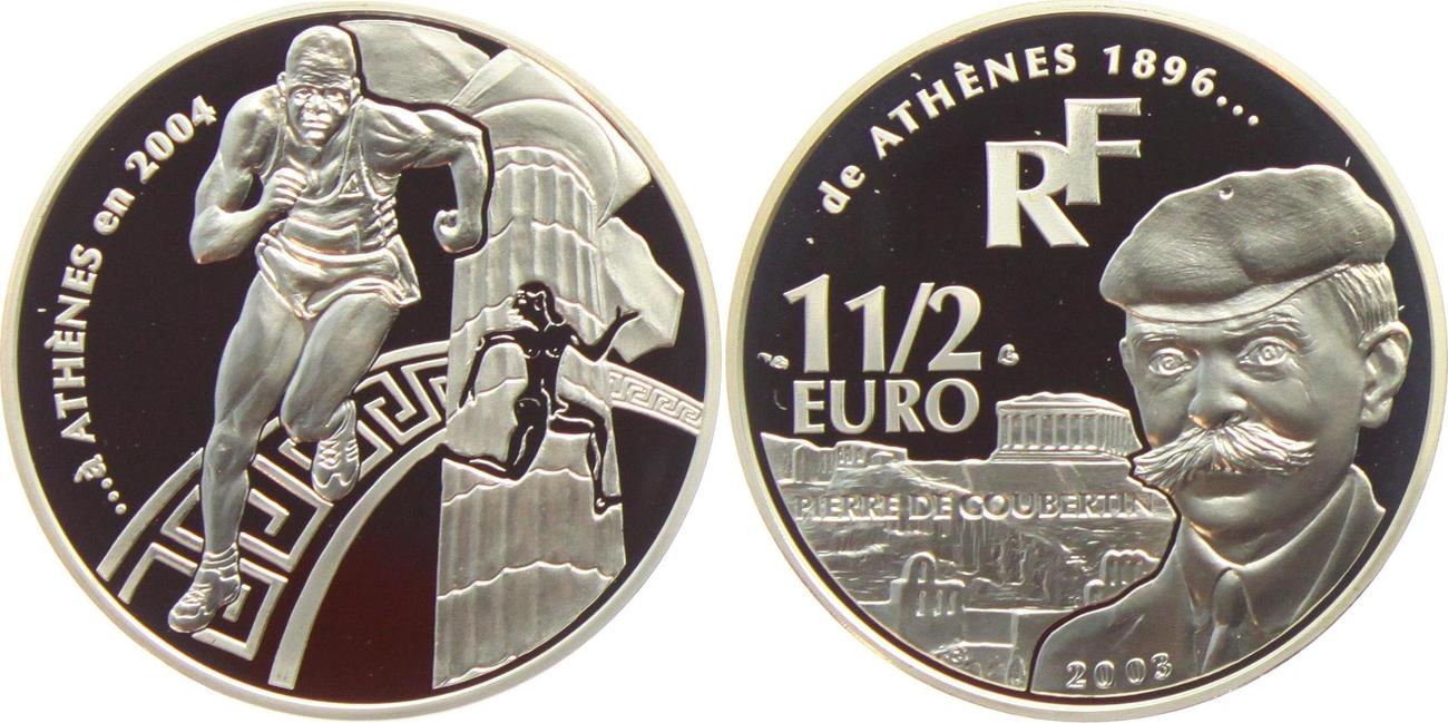 1 1/2 euro 2003 frankreich olympiade athen 2004 - coubertain