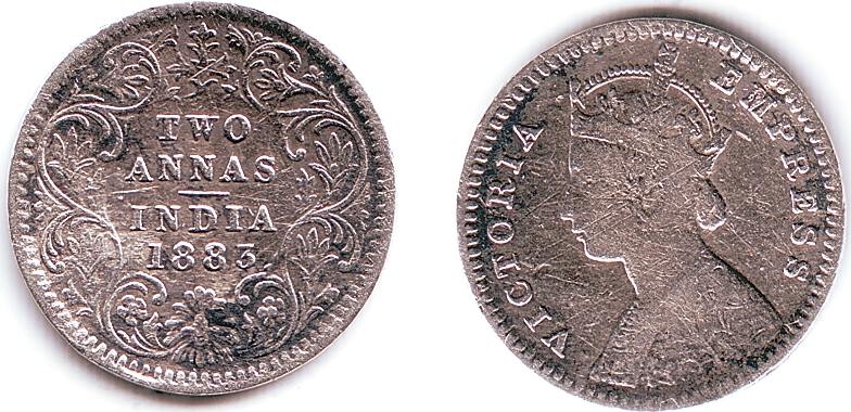 Two annas. Индия 2 Анны серебро 1880 цена.