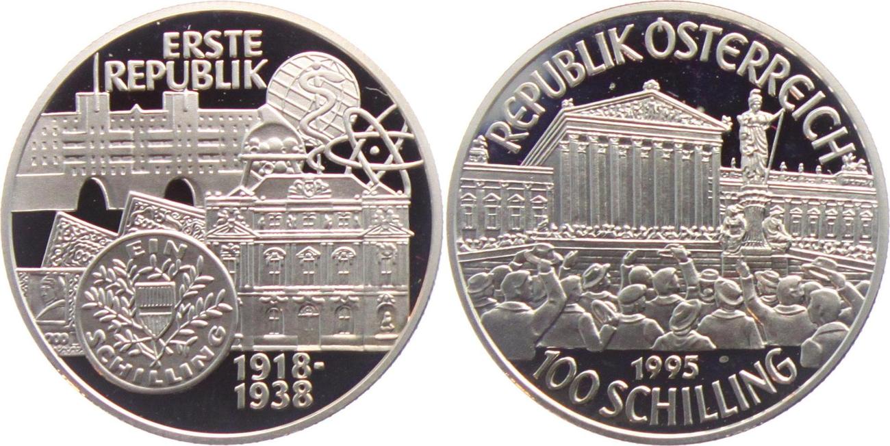 Österreich 100 Schilling 1995 Erste Republik Proof mit Box+ Zertifikat ...